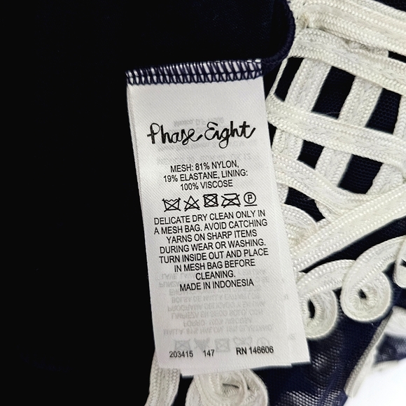 Nwot Phase Eight Black Mesh Ivory  Lace 3/4 Sleeve Special Occassion Dress - Picture 15 of 16